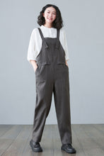 Load image into Gallery viewer, womens Gray linen jumpsuit with pockets C2650
