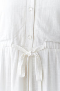 White Women Summer V-neck Shirt Dress C2836