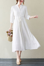 Load image into Gallery viewer, White Women Summer V-neck Shirt Dress C2836
