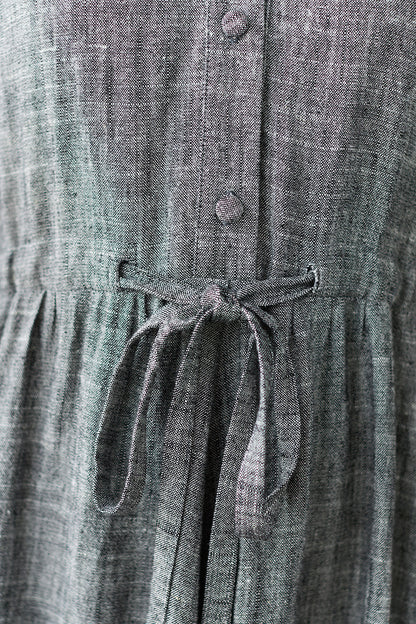 Summer Grey V-neck Long Shirt Dress C2837