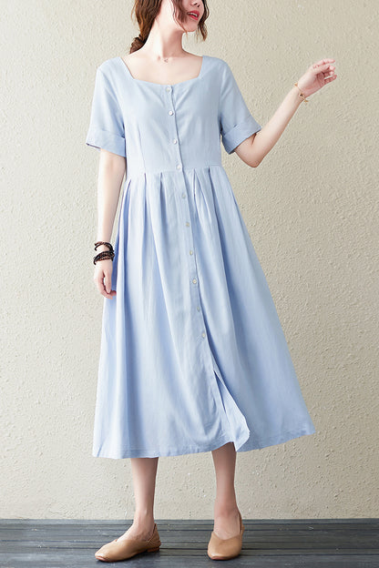 Women Summer Square Collar Line Dress C2840
