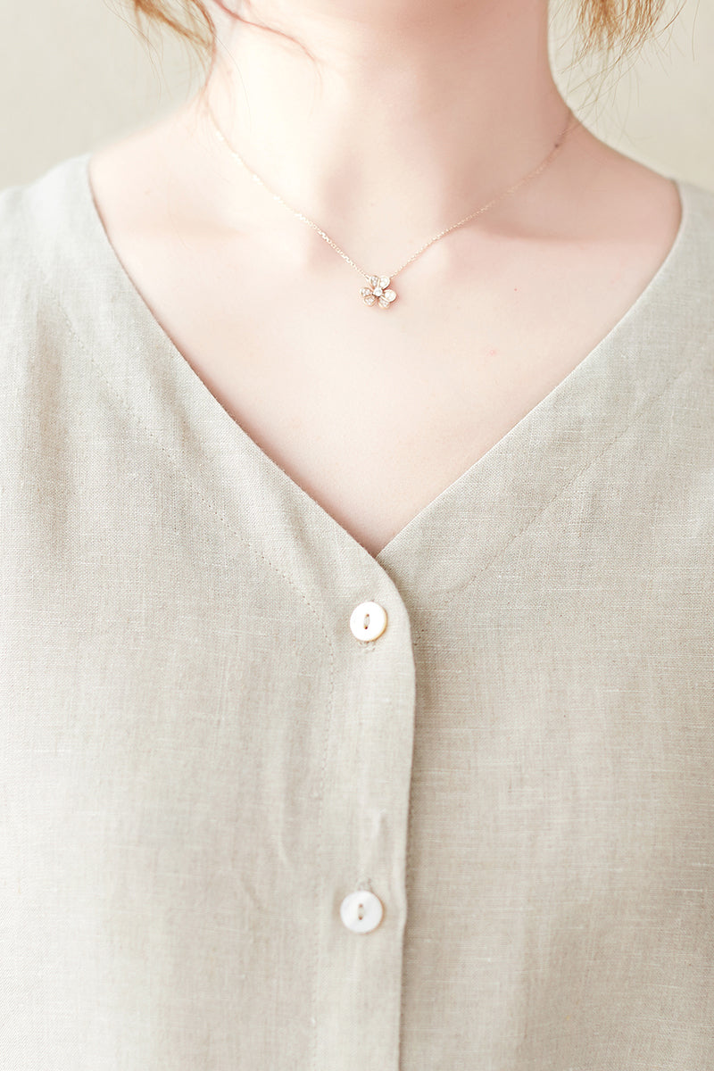 Summer Cotton Linen V-neck Long Dress C2841