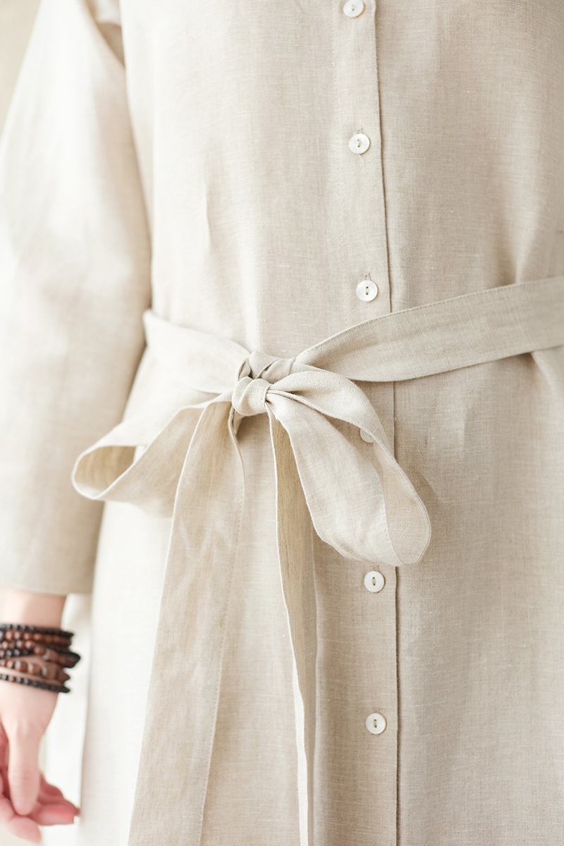 Summer Cotton Linen V-neck Long Dress C2841