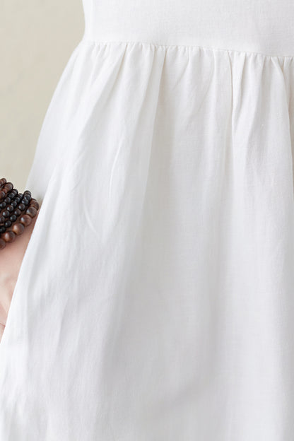 Vintage Inspired White Summer Sleeveless Dress C2842