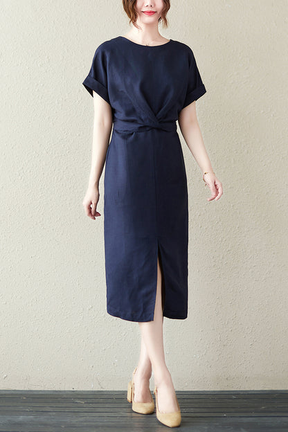 New Summer Women Cotton Linen Dress C2843