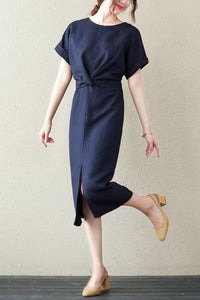 New Summer Women Cotton Linen Dress C2843