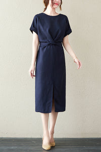 New Summer Women Cotton Linen Dress C2843