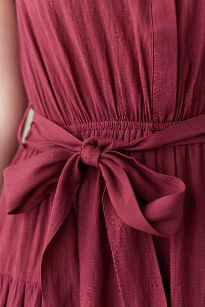 Women Summer Cotton Linen Sleeveless Dress C2844