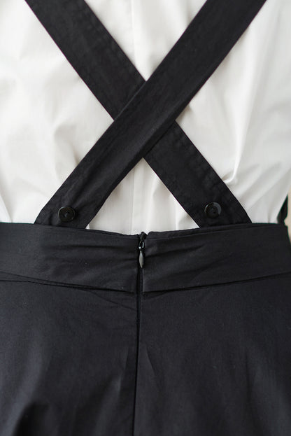 Spring Summer Black Suspender Midi Dress C2846