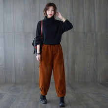 Load image into Gallery viewer, Brown Casual High Waist Corduroy Pants C181701
