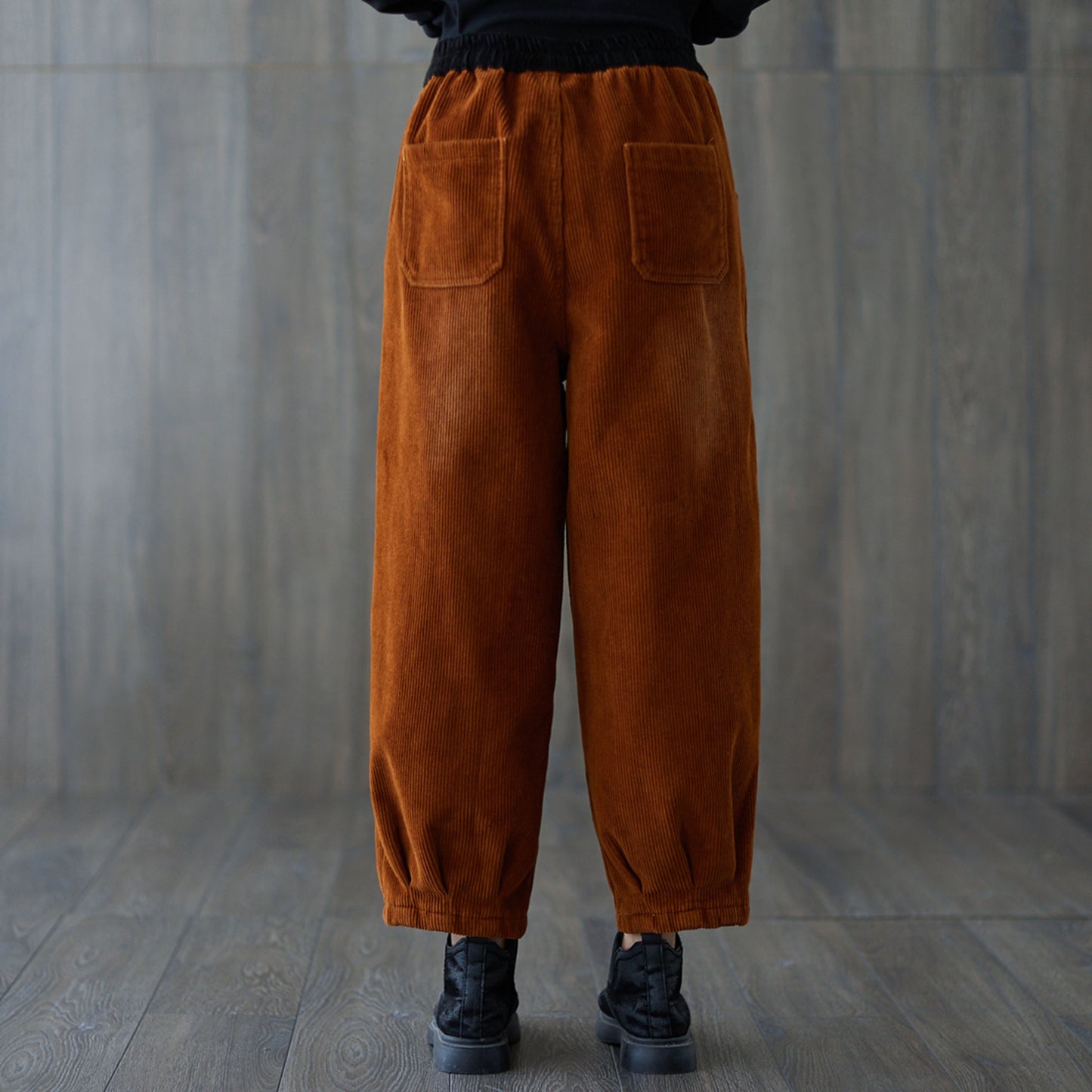 Brown Casual High Waist Corduroy Pants C181701