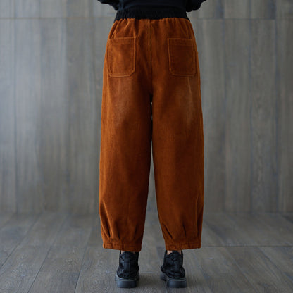 Brown Casual High Waist Corduroy Pants C181701