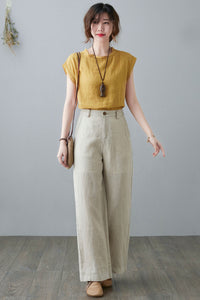 High Waist Linen pants for Women C2134