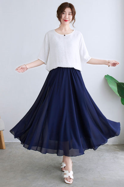 Flowy Bohemian Circle Swing Maxi Skirt C2291