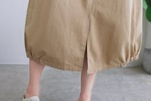Load image into Gallery viewer, Khaki Casual Elastic Waist Split Linen Skirt C2293#YY05119
