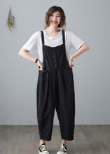 Load image into Gallery viewer, Black Casual Cropped Linen Jumpsuits C210201
