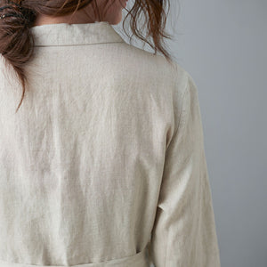 Collared Midi Linen Shirt Dress for Women C210502