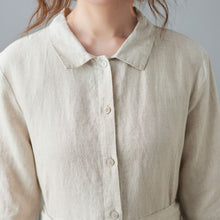 Load image into Gallery viewer, Collared Midi Linen Shirt Dress for Women C210502
