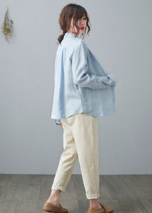 Loose Spring Linen Shirt Blouse C210901