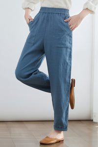 Womens Cropped Slacks Pants in Blue C2676