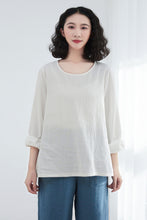 Load image into Gallery viewer, Oversize Casual Linen Blouses in White C2675
