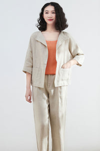 womens oversized causal linen Cardigan tops C2681