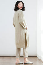 Load image into Gallery viewer, Simple Retro Linen Trench Coat C2682
