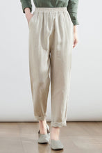 Load image into Gallery viewer, Elastic Waist Causal Tapered Linen Pants C2683
