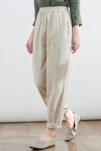 Load image into Gallery viewer, Elastic Waist Causal Tapered Linen Pants C2683
