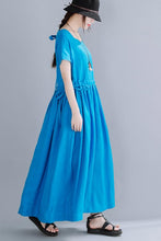 Load image into Gallery viewer, H line linen maxi dress with medium waist, round neck 190227
