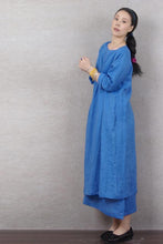 Load image into Gallery viewer, Ethnic wind irregular linen dress with V-neck and loose waist 190239
