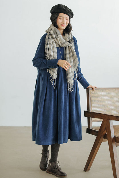 Brown Long Velvet Dress C2451