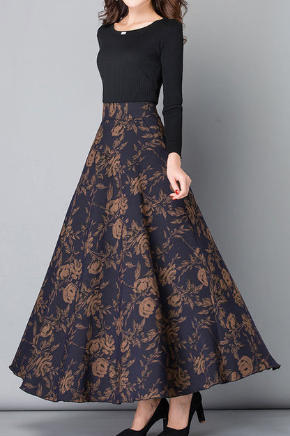Retro A Line Big Swing Warm Maxi Skirt C2482