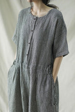 Load image into Gallery viewer, Casual Black Plaid Cotton Linen Jumpsuits C2387
