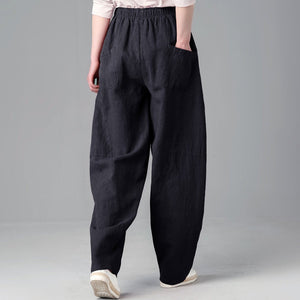 Casual Elastic Waist Linen Pants C1857