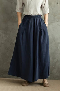 Spring and Summer Casual Cotton Linen Skirt Pants C2854