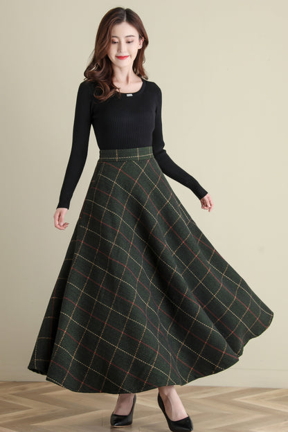 Retro High Waist Swing Wool Skirt  C2513