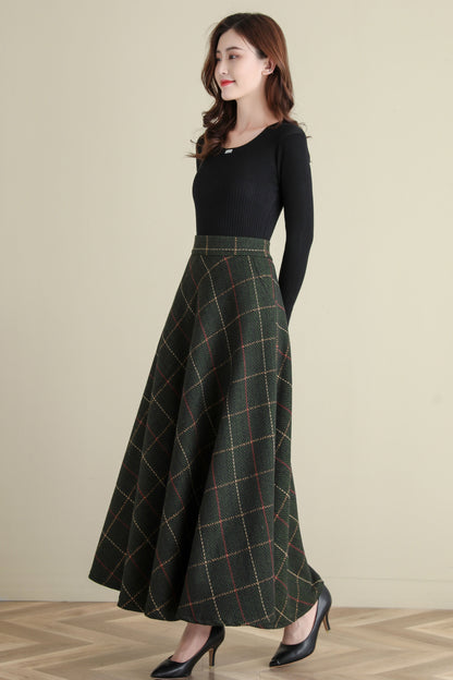 Retro High Waist Swing Wool Skirt  C2513