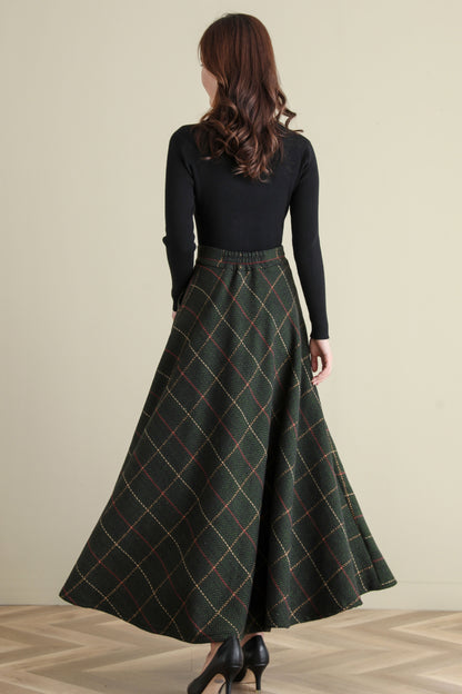 Retro High Waist Swing Wool Skirt  C2513