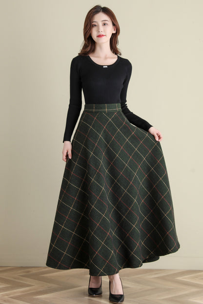 Retro High Waist Swing Wool Skirt  C2513