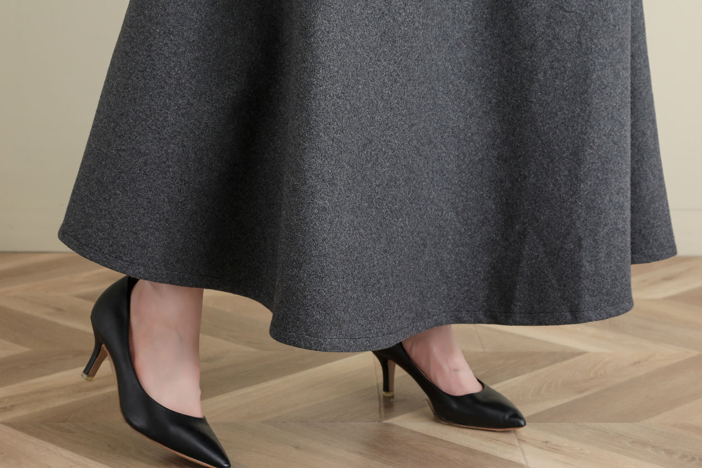 Thick Elastic Waist Maxi Wool Skirt, Swing Skirt, Full Skirt C2515