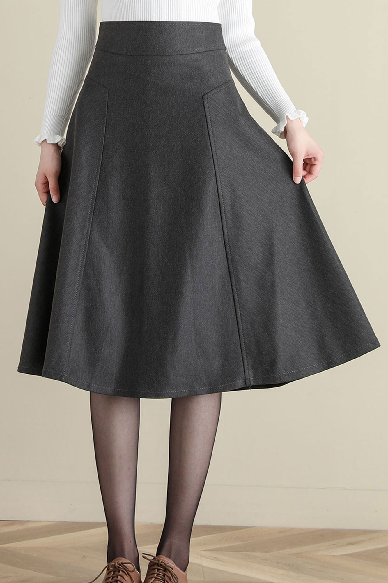 Thick A Line Wool Skirt, Flared Skirt, High Waist Full Skirt C251801