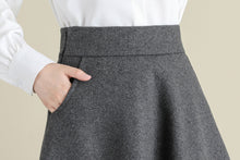 Load image into Gallery viewer, Grey Midi Wool Skirt, A Line Wool Skirt, High Waist wool Skirt C252101
