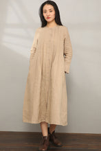 Load image into Gallery viewer, Loose Crew Linen Shirt Dress C197202
