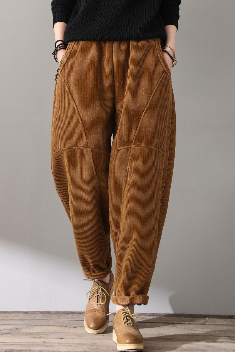 Women Retro Loose Corduroy Pants C1812#
