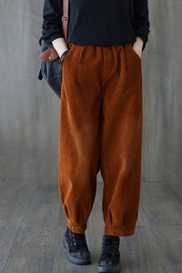 Brown Casual High Waist Corduroy Pants C181701