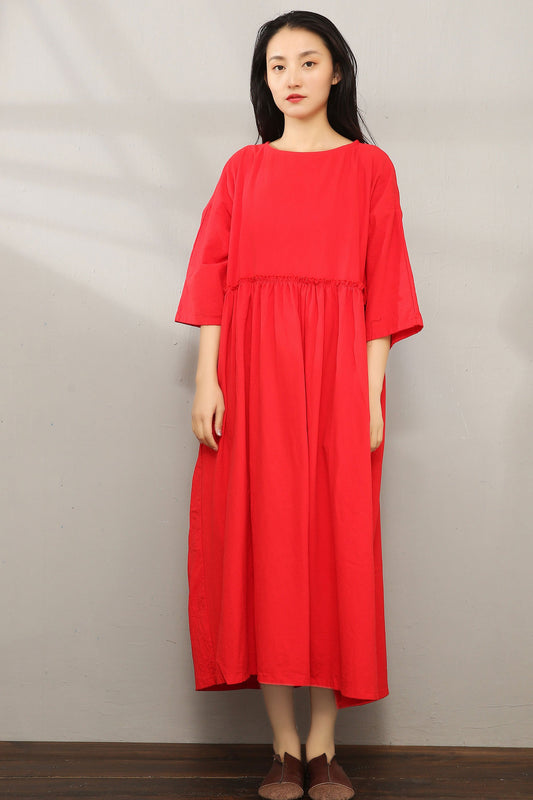 Casual Maxi Cotton Linen Dress C1976 XS/L#yy01596