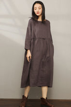 Load image into Gallery viewer, Loose Fit Maxi Pleated Linen Dress C1978
