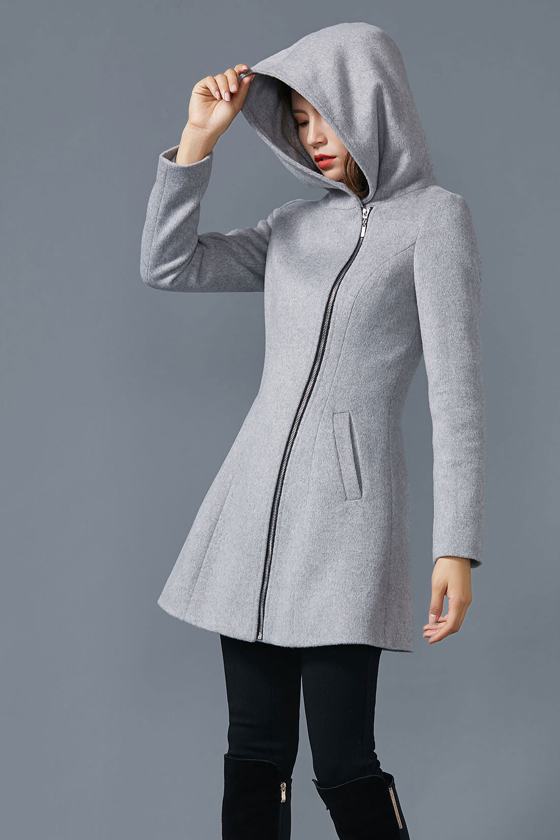 Hooded wool jacket coat C1599