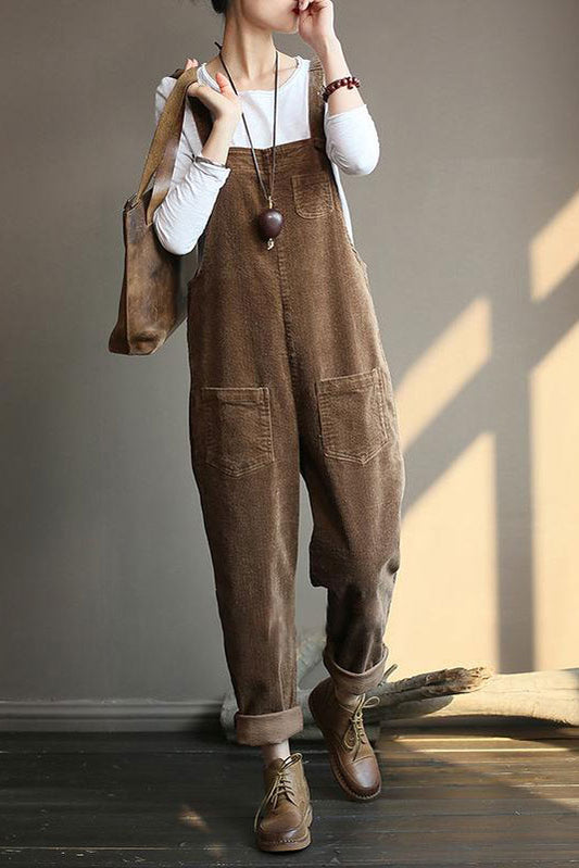 Vintage inspired Women Corduroy Loose Overall